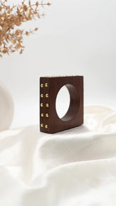 Studded Square Wooden Bangle (Broad)
